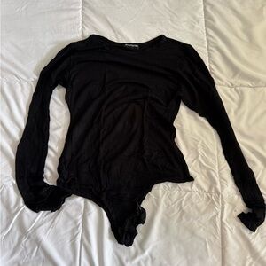 PrettyLittleThing Black Long Sleeve Bodysuit